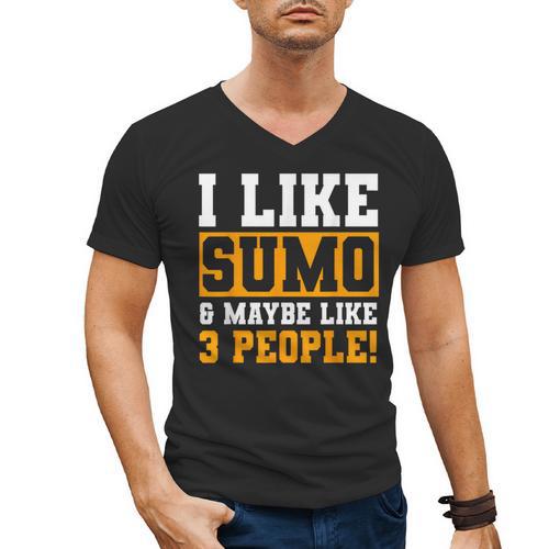 Sumo Wrestling Introvert Wrestler Sumotori Japanese Sport Men's V-Neck T-Shirt - Raresse