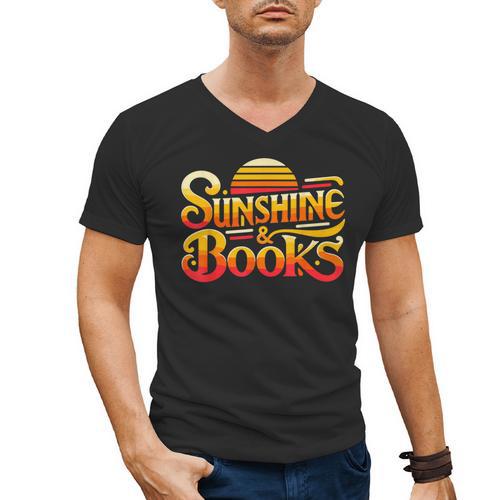 Sunshine & Books For Bookworm Summer Reading Men's V-Neck T-Shirt - Bookorys
