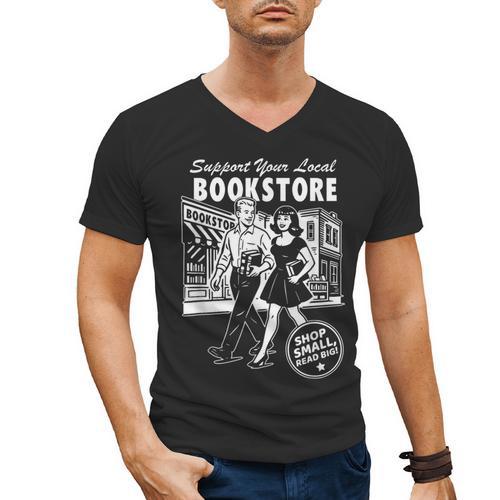 Support Your Local Bookstore Reading Book Lover Men's V-Neck T-Shirt - Bookorys CA