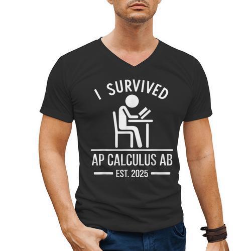 I Survived AP Calculus AB Graduation Senior 2025 Men's V-Neck T-Shirt - Best Gift Smart