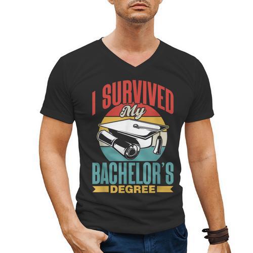 I Survived My Bachelor's Degree Party Bachelor Graduation Men's V-Neck T-Shirt - Best Gift Smart