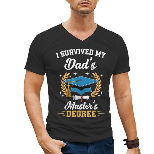I Survived My Dad's Master's Degree Graduation Men's V-Neck T-Shirt - Best Gift Smart