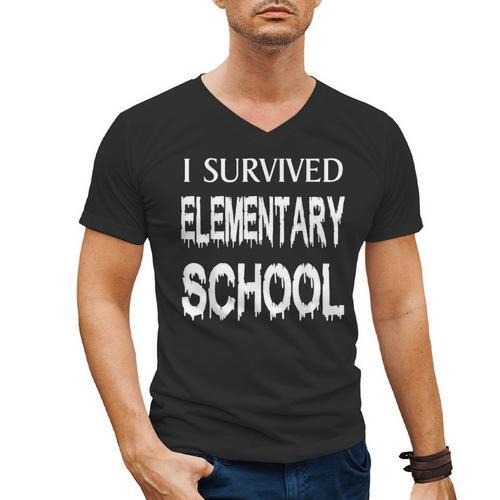 I Survived Elementary School Graduation Shirt T-Shirt Men's V-Neck T-Shirt - Best Gift Smart