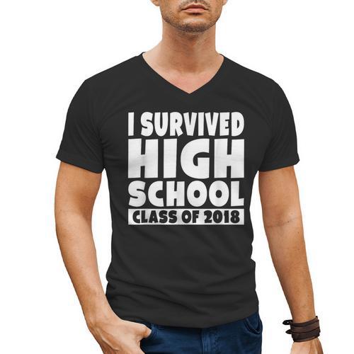 I Survived High School Class Of 2018 Graduation Men's V-Neck T-Shirt - Best Gift Smart