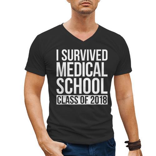I Survived Medical School Class Of 2018 Graduation Shirt Men's V-Neck T-Shirt - Best Gift Smart