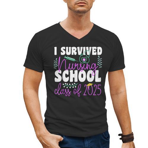 I Survived Nursing School Class Of 2025 New Nurse Graduation Men's V-Neck T-Shirt - Best Gift Smart