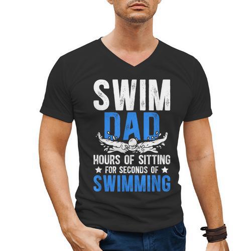 Swim Dad Swimming Dad Of A Swimmer Dad Swim Father Men's V-Neck T-Shirt - Father's Day Fun