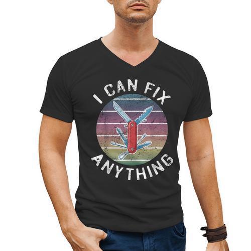 Swiss Army Knife DIY Dad Fathers Day Fix Anything Handyman Men's V-Neck T-Shirt - Father's Day Fun