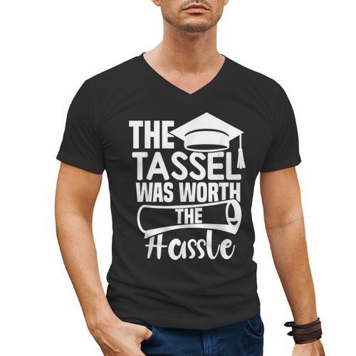 The Tassel Was Worth The Hassle Graduation Class Men's V-Neck T-Shirt - Best Gift Smart