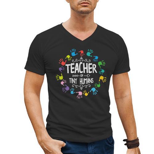Teacher Of Tiny Humans Preschool Kindergarten Graduation Men's V-Neck T-Shirt - Best Gift Smart