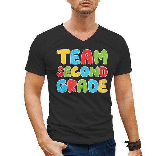 Team Second Grade Shirt 2nd Grade Back To School Graduation Men's V-Neck T-Shirt - Best Gift Smart