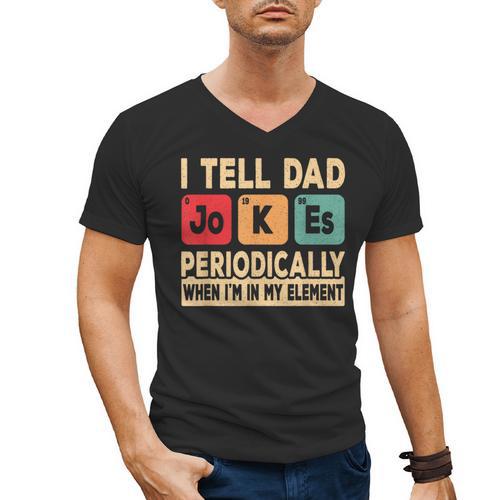 I Tell Dad Jokes Periodically Retro Papa Fathers Day Men Men's V-Neck T-Shirt - Father's Day Fun