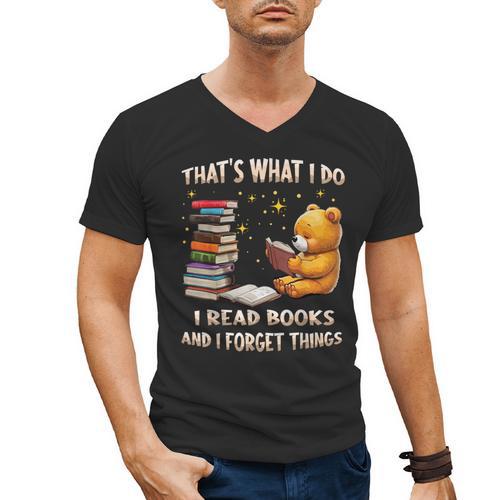 That's What I Do I Read Books And Forget Things Love Books Men's V-Neck T-Shirt - Bookorys