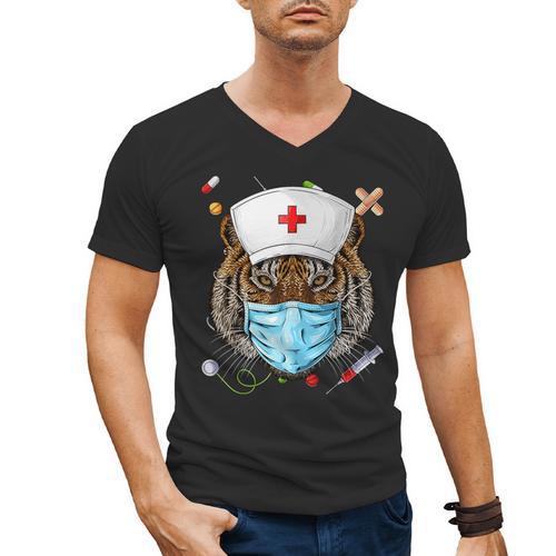 Tiger Nurse RN ER Nursing School Graduation Men's V-Neck T-Shirt - Best Gift Smart
