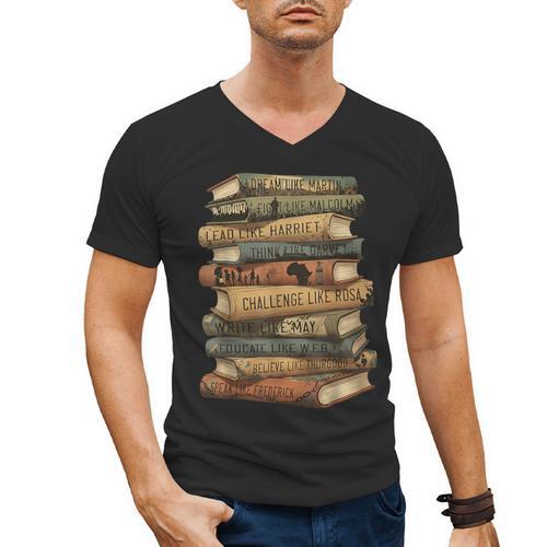 History Books Dream Like Martin Quote Black History Mo Men's V-Neck T-Shirt - Bookorys