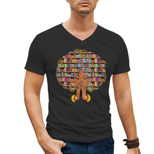 History Month Afro Women Girls Book Lover Librarian Men's V-Neck T-Shirt - Bookorys DE