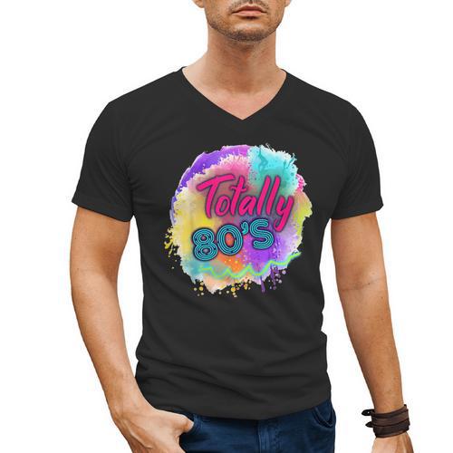 Totally 80's Tie Dye Retro Vibes 1980s Style Nostalgia Men's V-Neck T-Shirt - Figerry