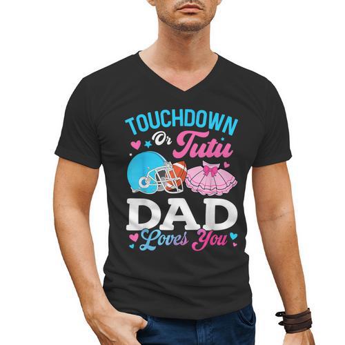 Touchdown Or Tutu Dad Loves You Gender Reveal Family Men's V-Neck T-Shirt - Father's Day Fun