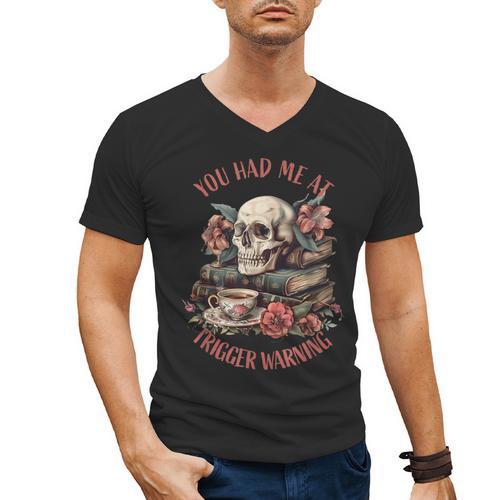 You Had Me At Trigger Warning Dark Romance Smutt Book Reader Men's V-Neck T-Shirt - Bookorys
