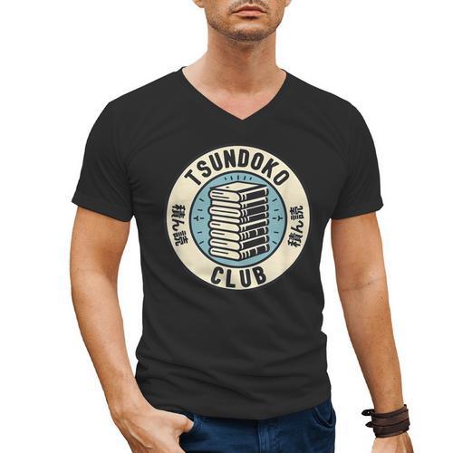 Tsundoku Club Book Lovers Bibliophile Booktok Reading Men's V-Neck T-Shirt - Bookorys