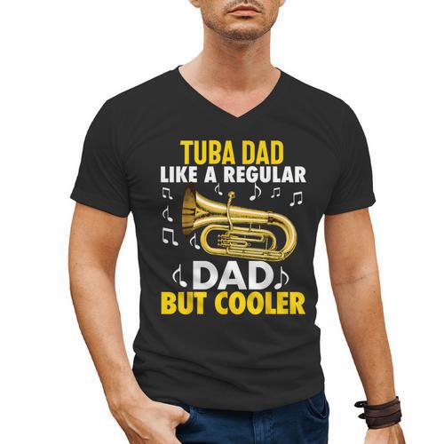 Tuba Player Men Dad Grandpa Marching Band Brass Tubist Men's V-Neck T-Shirt - Father's Day Fun