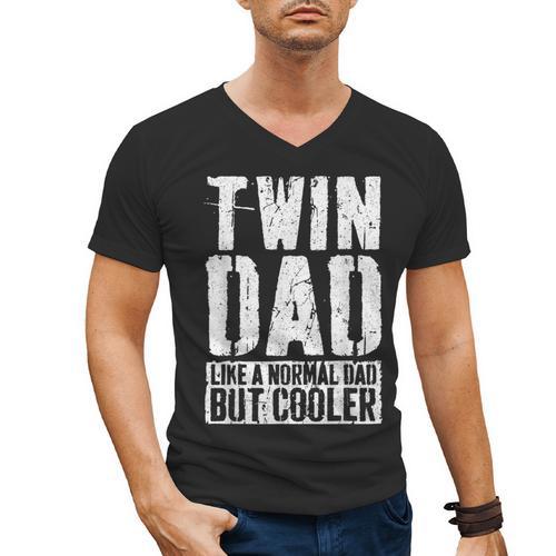 Twin Dad Shirt Men Dad Of Twins Fathers Day Men's V-Neck T-Shirt - Father's Day Fun