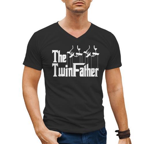 The TwinFather Father Of Twins Dad Fathers Day Men's V-Neck T-Shirt - Father's Day Fun