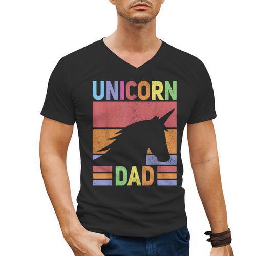 Unicorn Birthday Outfit Dad Unicorn Costume Bday Dad Unicorn Men's V-Neck T-Shirt - Father's Day Fun