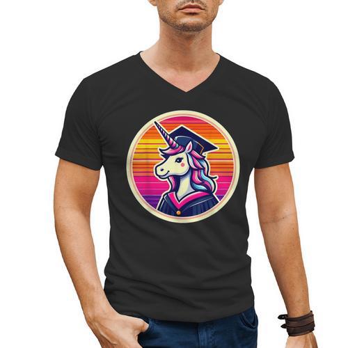Unicorn University Graduation Graduating School Girl Cute Men's V-Neck T-Shirt - Best Gift Smart