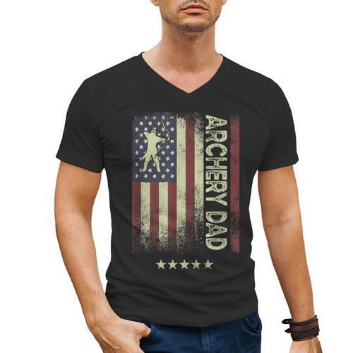 USA American Flag Archery Dad Men's V-Neck T-Shirt - Father's Day Fun