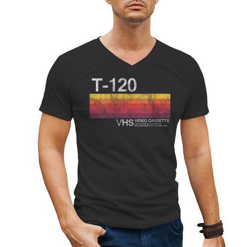 Video Cassette Tape VHS 80s 90s Nostalgia Costume Men's V-Neck T-Shirt - Figerry