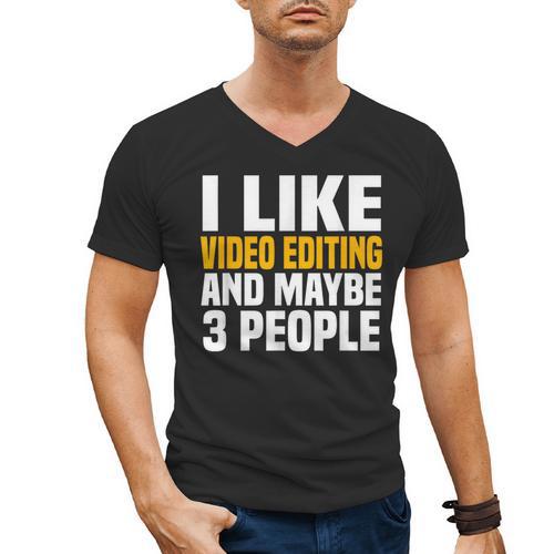 Video Editor Introvert Editing Production Filmmaking Job Men's V-Neck T-Shirt - Raresse