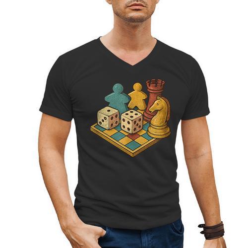 Vintage Board Game Art – Tabletop Nostalgia Men's V-Neck T-Shirt - Figerry