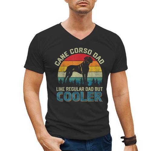 Vintage Cane Corso Dad Like Regular Dad But Cooler Men's V-Neck T-Shirt - Father's Day Fun