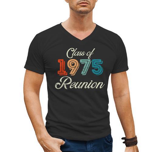 Vintage Class Of 1975 Reunion 50th Graduation Classmate Cool Men's V-Neck T-Shirt - Best Gift Smart