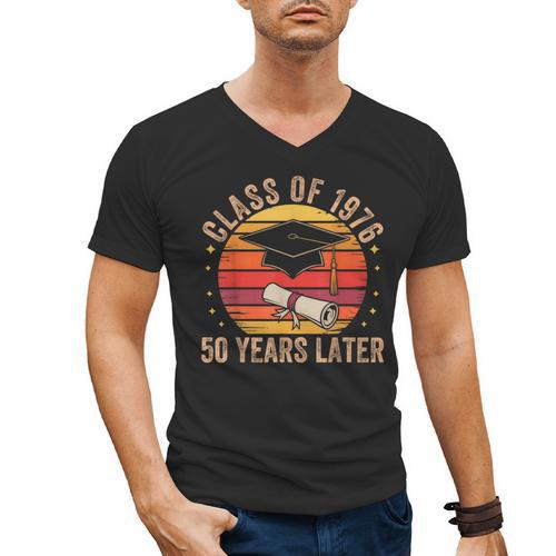 Vintage Class Of 1976 50 Years Later Reunion 50th Graduation Men's V-Neck T-Shirt - Best Gift Smart