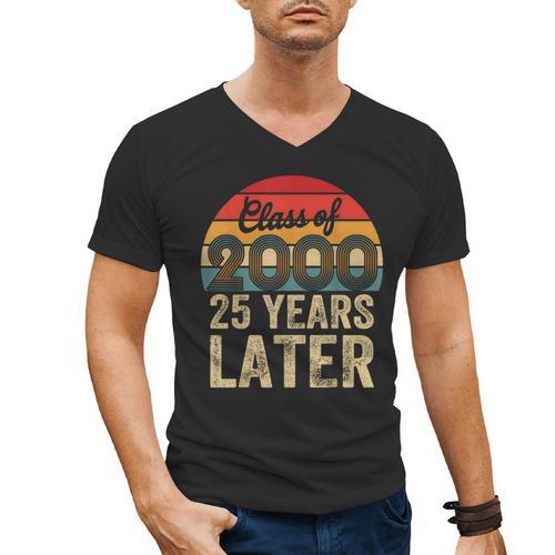 Vintage Class Of 2000 25 Years Later Reunion 25th Graduation Men's V-Neck T-Shirt - Best Gift Smart