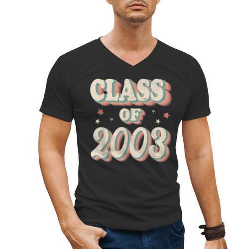 Vintage Class Of 2003 03 High School Graduation Men's V-Neck T-Shirt - Best Gift Smart
