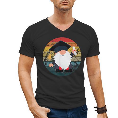Vintage Graduation Gnome Men's V-Neck T-Shirt - Best Gift Smart