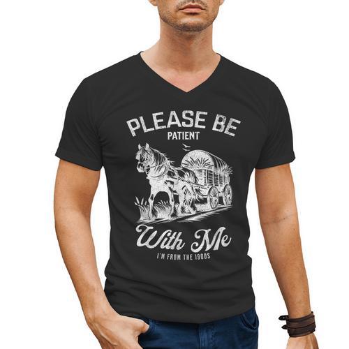 Vintage Horse Please Be Patient With Me I'm From The 1900s Men's V-Neck T-Shirt - Figerry