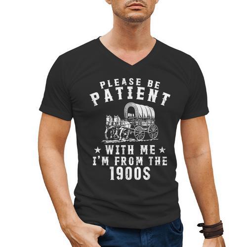 Vintage Please Be Patient With Me I'm From The 1900s Retro Men's V-Neck T-Shirt - Figerry