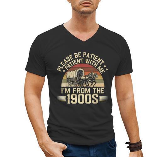 Vintage Please Be Patient With Me I'm From The 1900s Wagon Men's V-Neck T-Shirt - Figerry