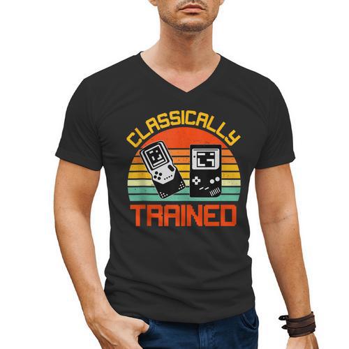Vintage Retro Classically Trained Video Game 90s Nostalgia Men's V-Neck T-Shirt - Figerry