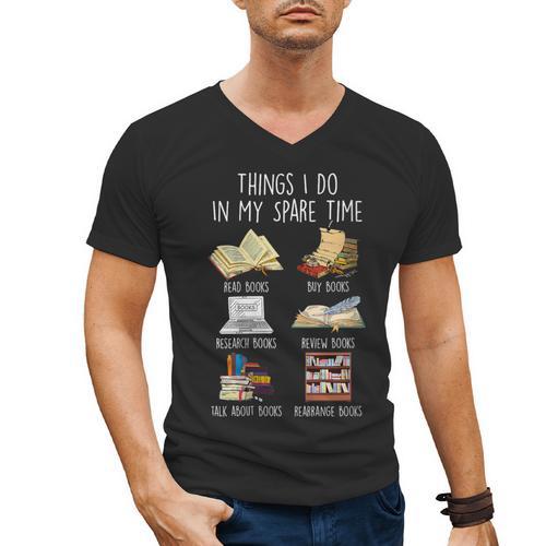Vintage Retro Things I Do In My Spare Time Books Men's V-Neck T-Shirt - Bookorys DE