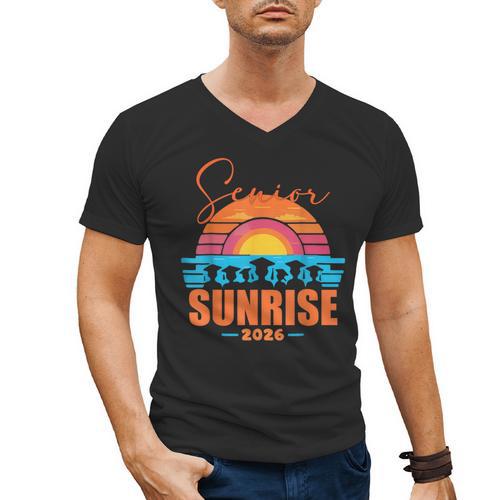 Vintage SENIOR SUNRISE 2026 Seniors Of Class Graduation Men's V-Neck T-Shirt - Best Gift Smart