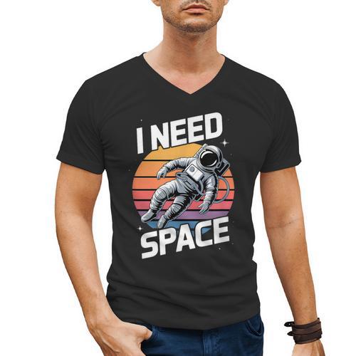 Vintage Space For Introverts I Need Space Men's V-Neck T-Shirt - Raresse