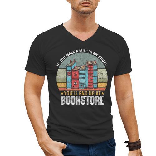If You Walk A Mile In My Shoes You'Ll End Bookstore Reading Men's V-Neck T-Shirt - Bookorys AU