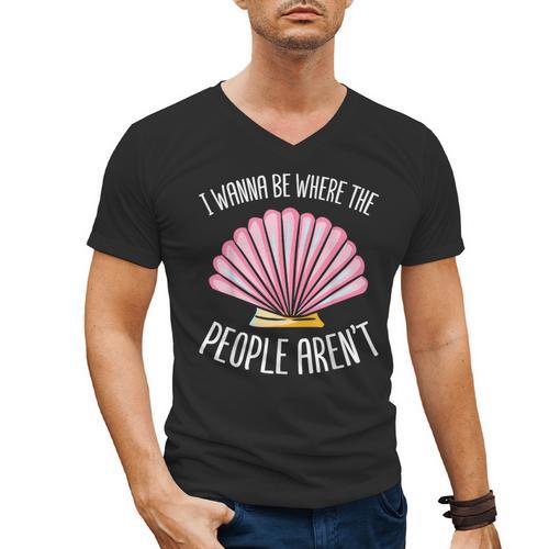 I Wanna Be Where The People Aren't Introverted Introvert Men's V-Neck T-Shirt - Raresse