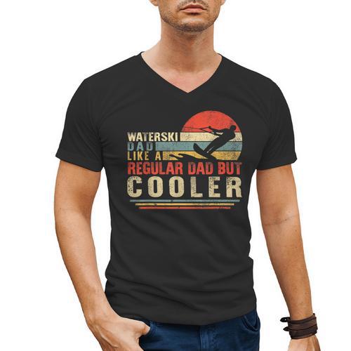 Waterski Dad Fathers Day Ski Lover Dad Water Skiing Rider Men's V-Neck T-Shirt - Father's Day Fun