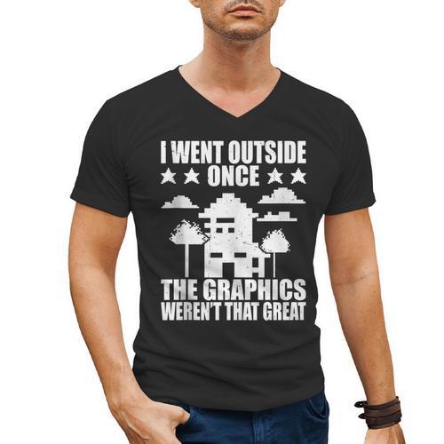 I Went Outside Once Introverts Joke Social Loner Men's V-Neck T-Shirt - Raresse